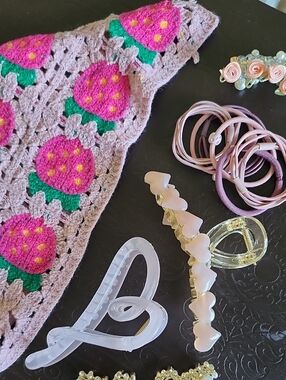 Handmade Crochet Strawberry Headband - Pink